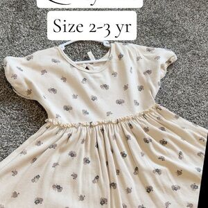 Quincy Mae Cream Dress with Pink & Gray Floral Print